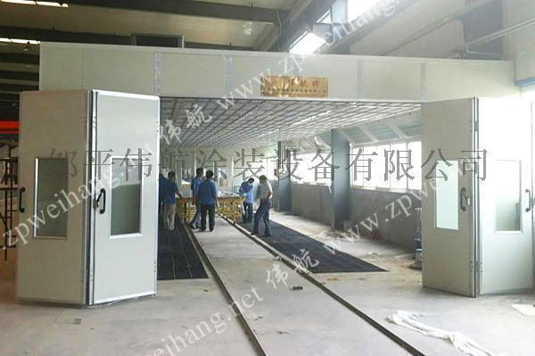 伟航大型通道式打磨房|顶置式空调风机打磨房|轨道式大型汽车喷漆房